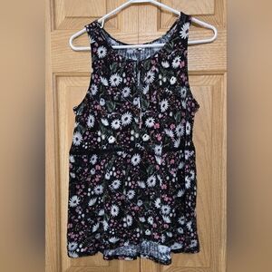 Maurices Black Floral Tank Top